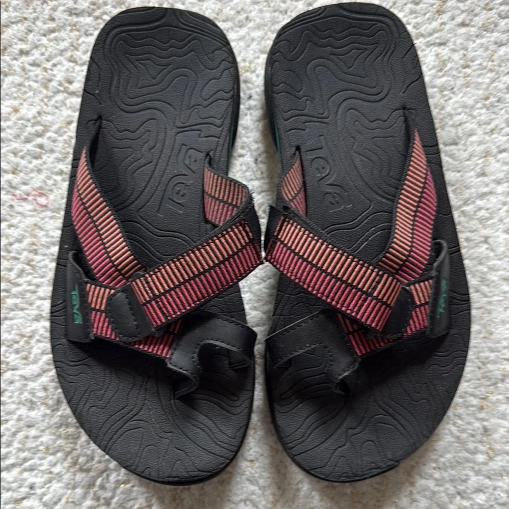 Teva Black and Pink Striped Sandals - Picture 2 of 4